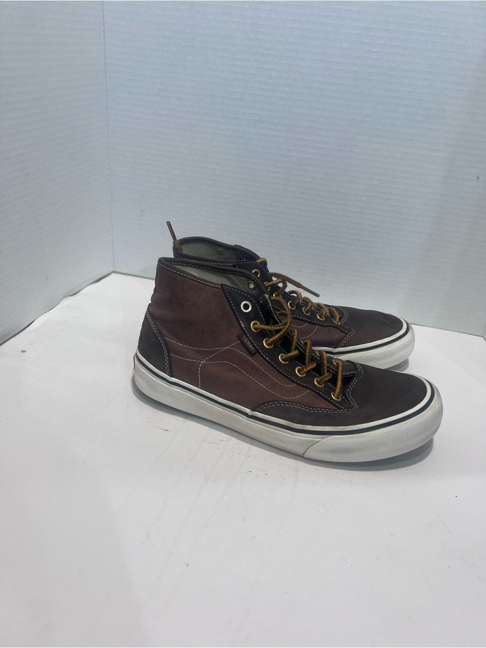Vans Brown and Dark Brown High-Top Suede Canvas Sneakers